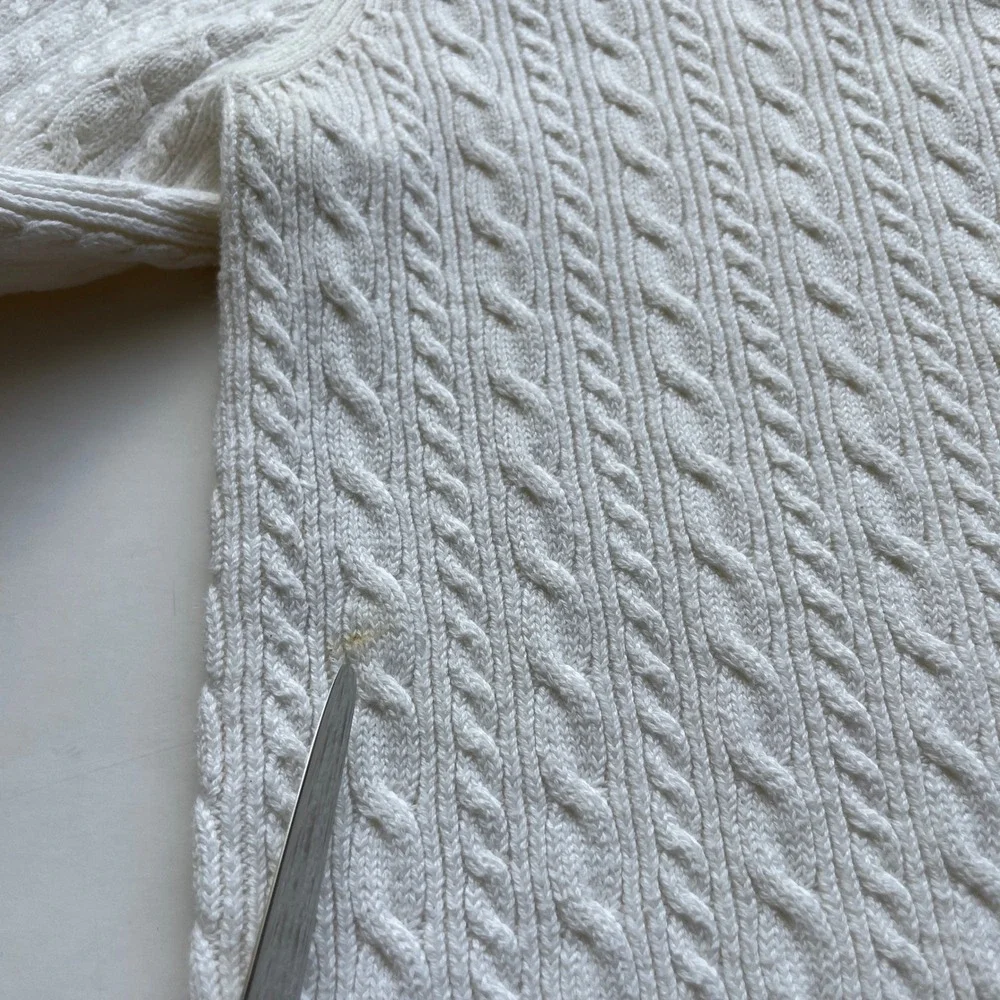VTG Y2K Old Navy Womens Cable Knit Cotton Sweater Large Preppy Academia Timeless